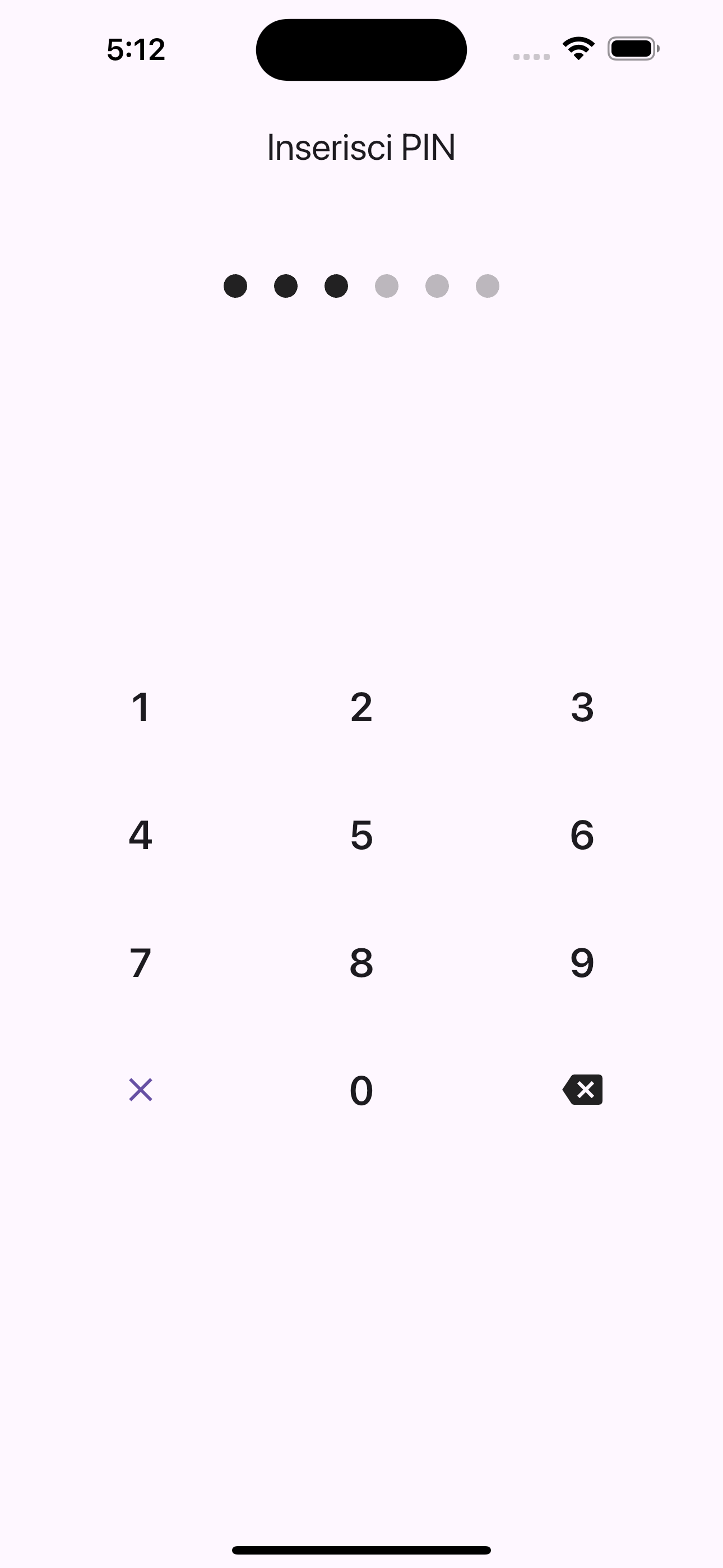 Schermata inserimento PIN iCare Control Center