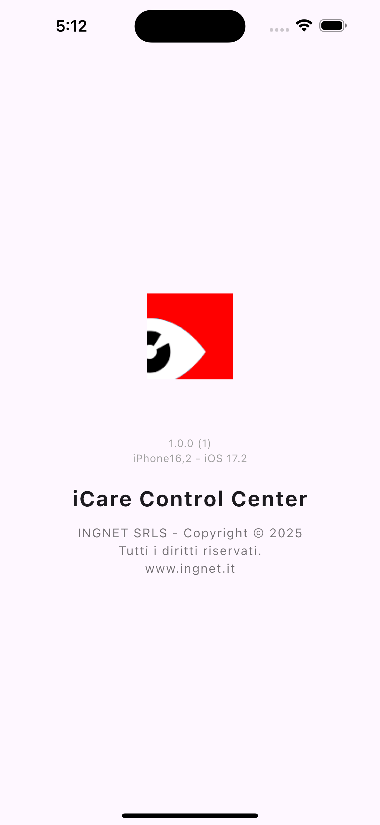 Schermata principale iCare Control Center