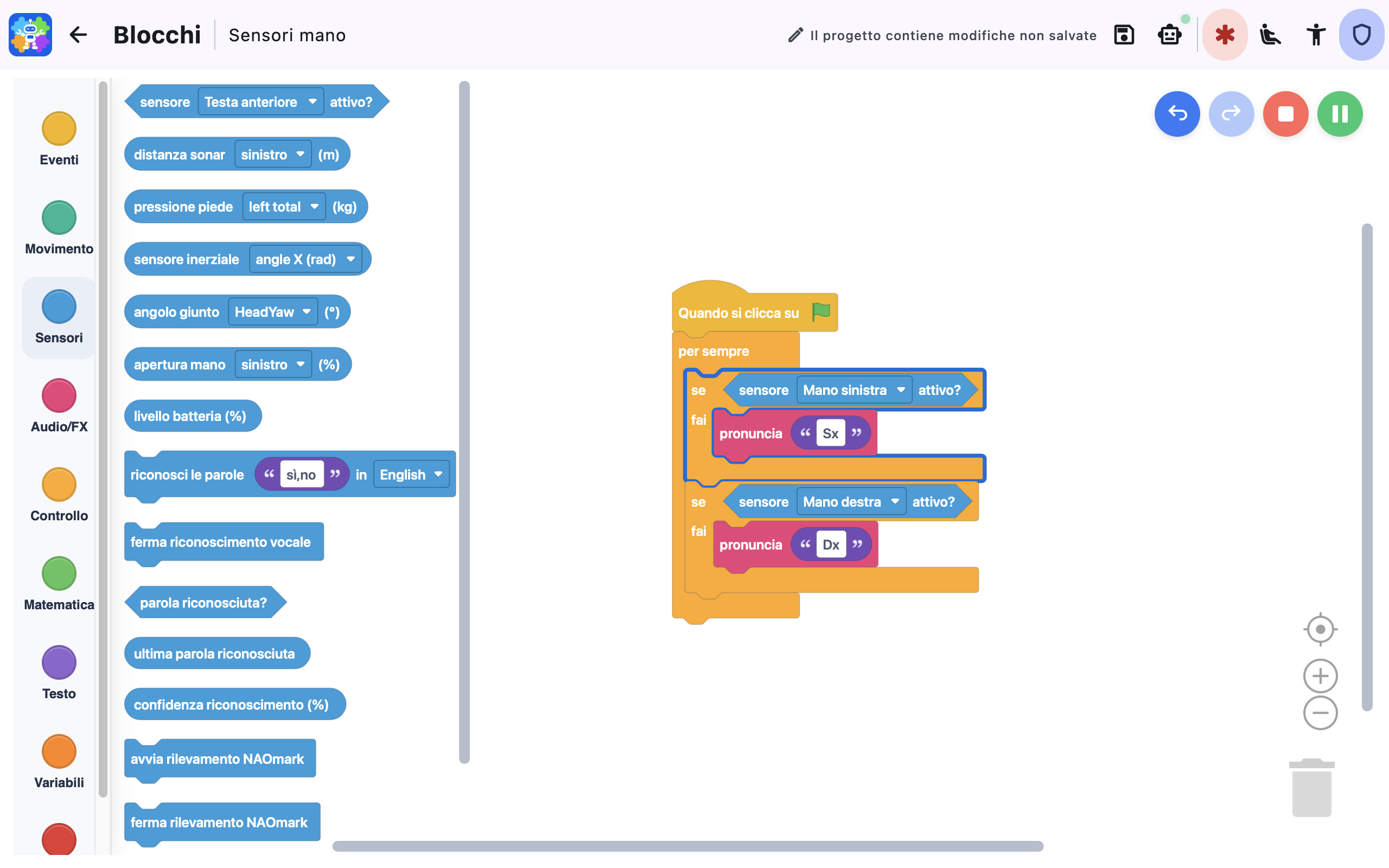 nao sensors blocks